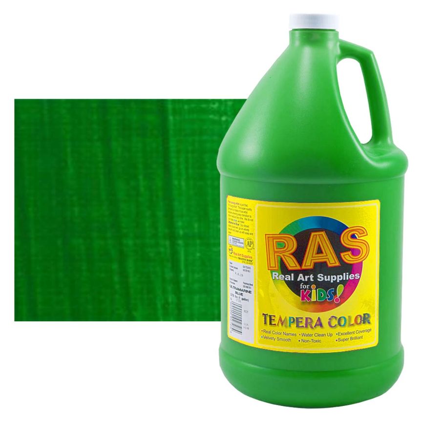 RAS Tempera Paint for Kids 1 Gallon - Permanent Green Light