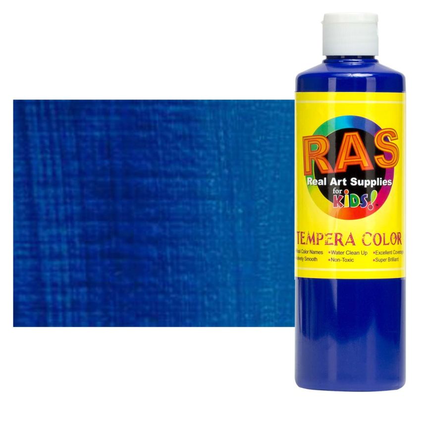 RAS Tempera Paint for Kids 16oz Bottle - Phthalo Blue