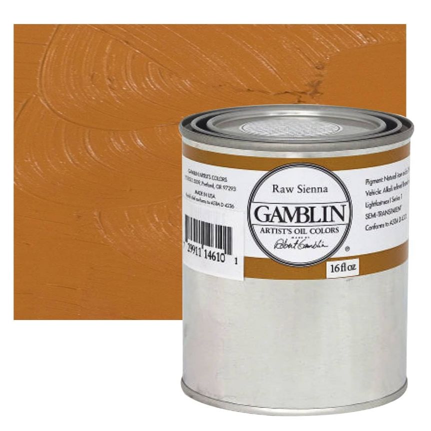 Gamblin Artists Oil - Raw Sienna, 8oz Can