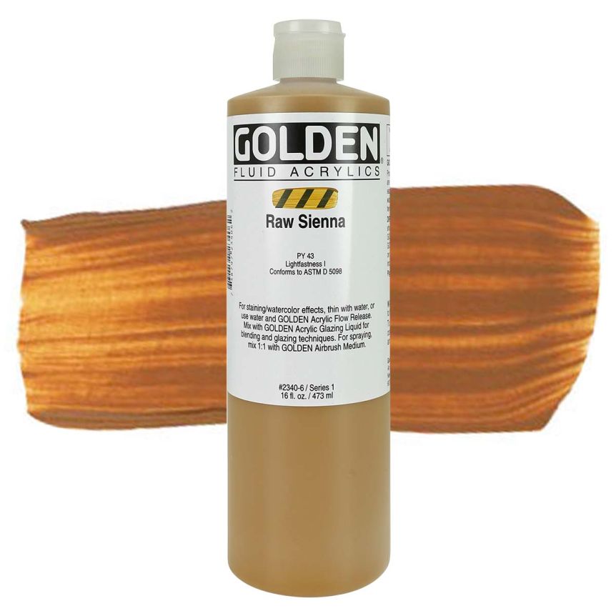 GOLDEN Fluid Acrylics Raw Sienna, 16oz