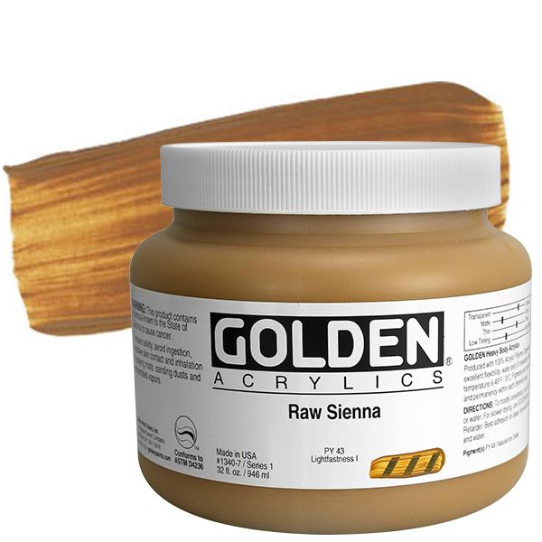GOLDEN Heavy Body Acrylic 32 oz Jar - Raw Sienna