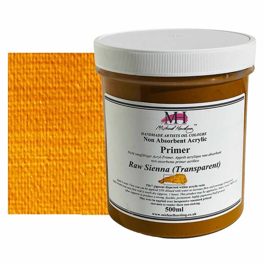 Michael Harding Non-Absorbent Acrylic Primer - Raw Sienna (Transparent), 500ml