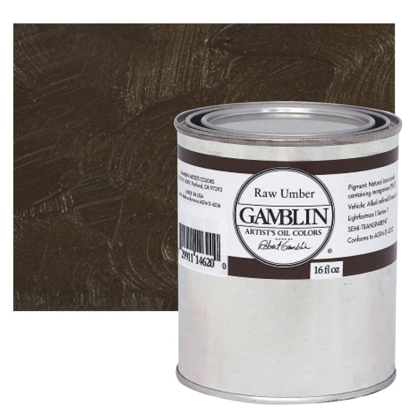 Gamblin Artists Oil - Raw Umber, 16oz Can