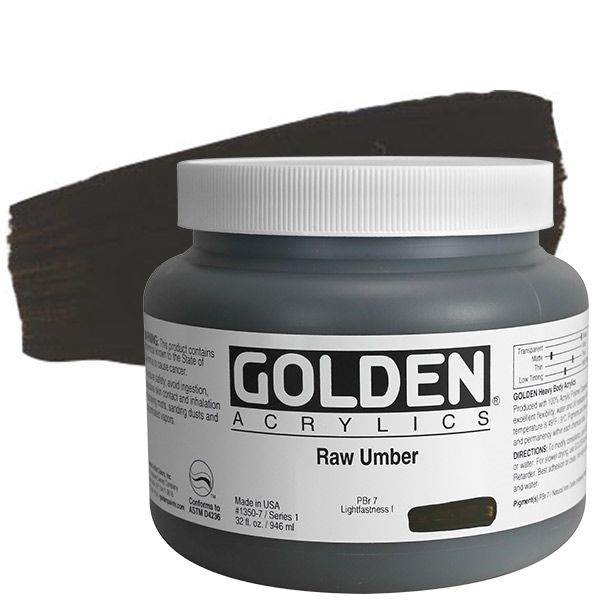 GOLDEN Heavy Body Acrylics - Raw Umber, 32oz Jar