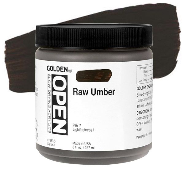 GOLDEN Open Acrylic Paints Raw Umber 8 oz