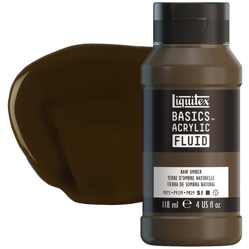 Liquitex BASICS Acrylic Fluid - Raw Umber, 4oz Bottle