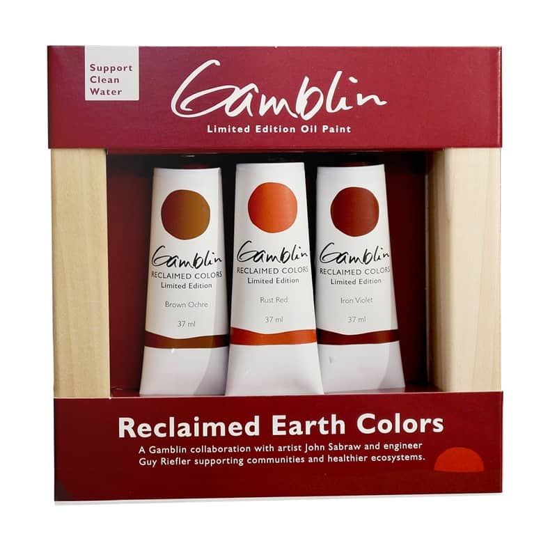 Gamblin Reclaimed Earth Oils Set of 3, 37ml w/ Panel
