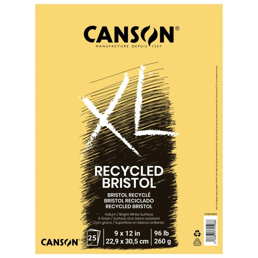 Canson XL Recycled Bristol Pad 25 Sheets 9" x 12" Jerry's Artarama