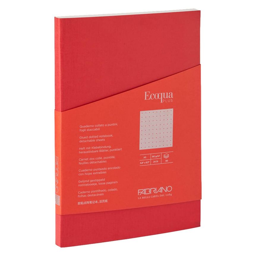 Fabriano EcoQua+ Notebook 5.8 x 8.3" Dot Grid Glue-Bound Red