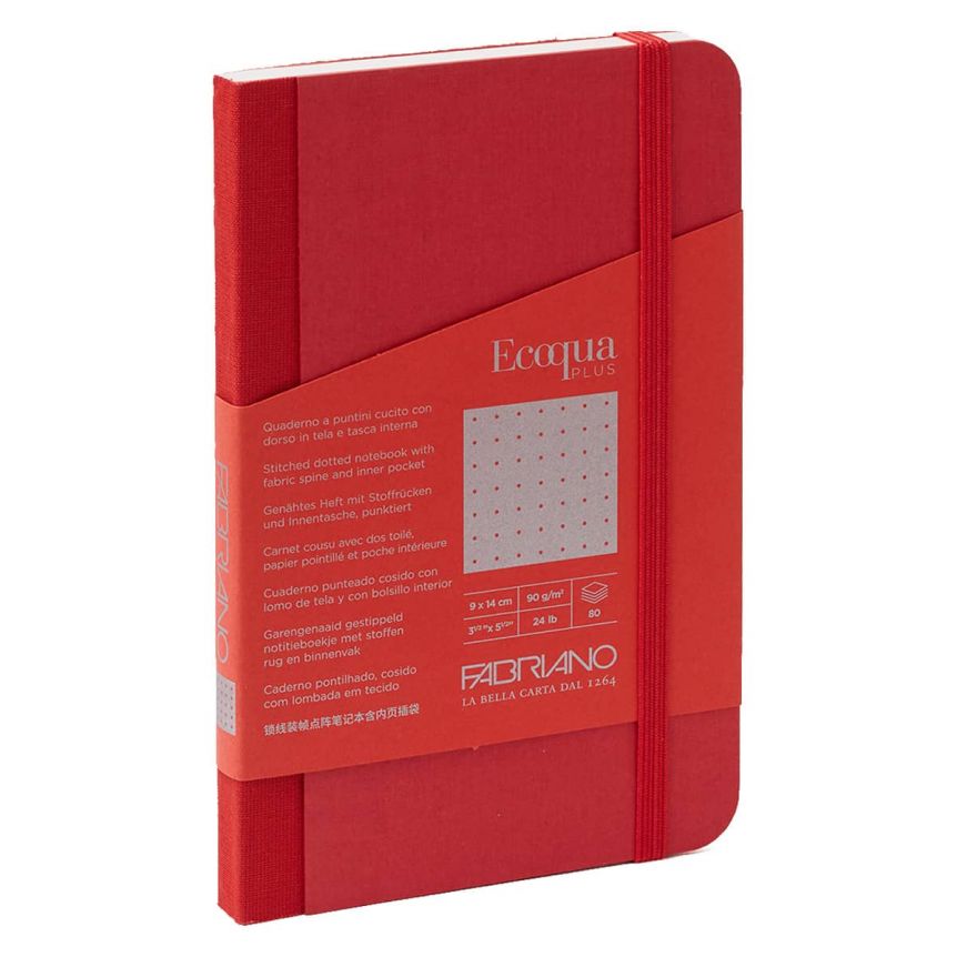 Fabriano EcoQua+ Notebook 3.5 x 5.5" Fabric Dot Grid Red