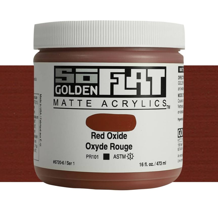 Golden SoFlat Matte Acrylic 16 oz Red Oxide
