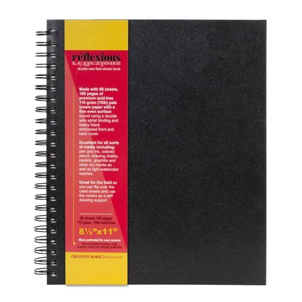 Reflexions 8.5x11" Double Wire Sketch Book Spiral Bound 80 Sheets 70lb