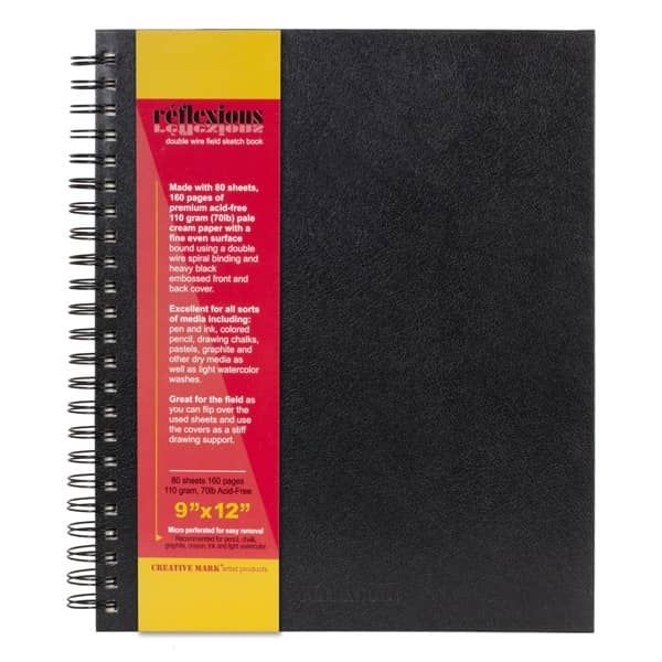 Reflexions 9x12" Double Wire Sketch Book Spiral Bound 80 Sheets 70lb