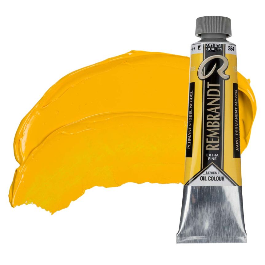 Rembrandt Extra-Fine Artists' Oil Paint - Permanent Yellow Medium, 40ml Tube