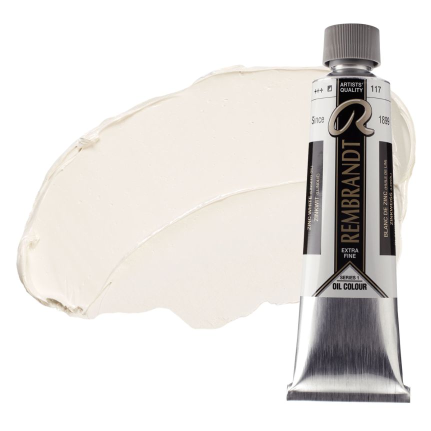 Rembrandt Extra-Fine Artists' Oil Paint - Zinc White (Linseed), 40ml Tube