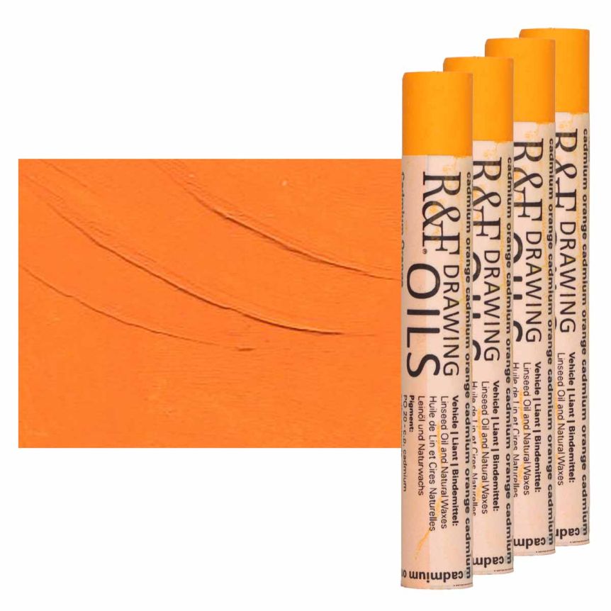 R&F Drawing Oil Stick - Cadmium Orange, 12 ml (Box of 4)