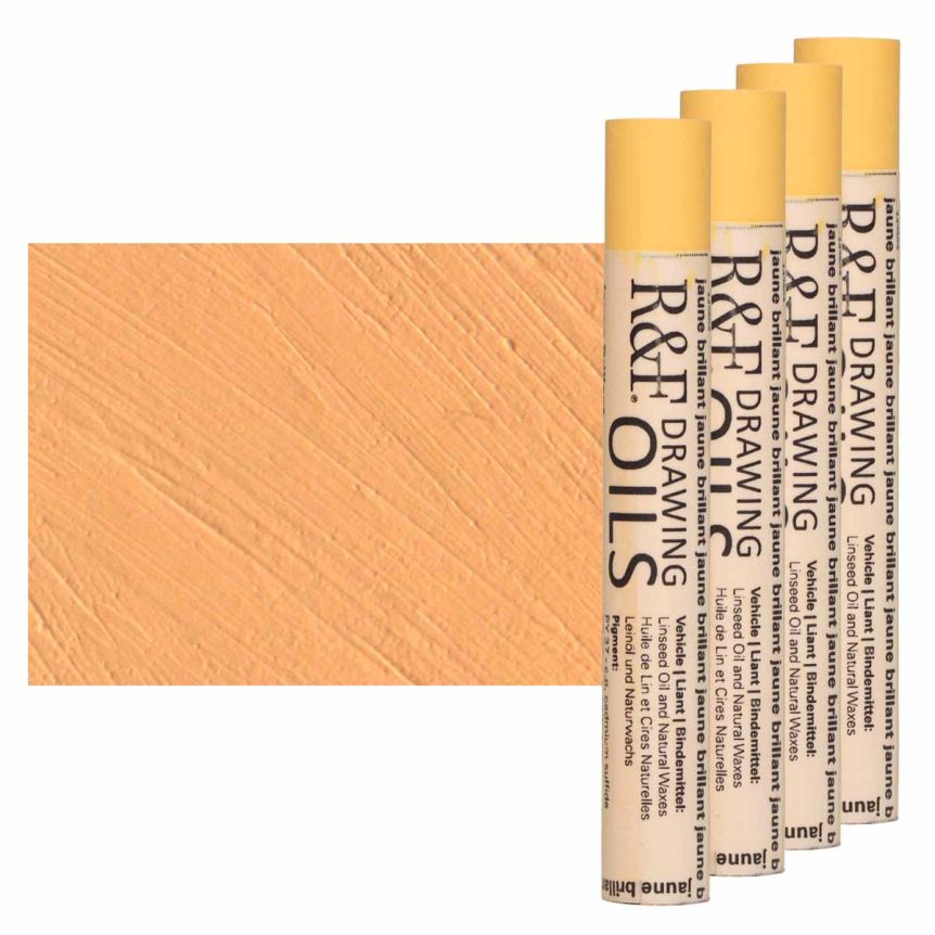 R&F Drawing Oil Stick - Jaune Brilliant, 12 ml (Box of 4)