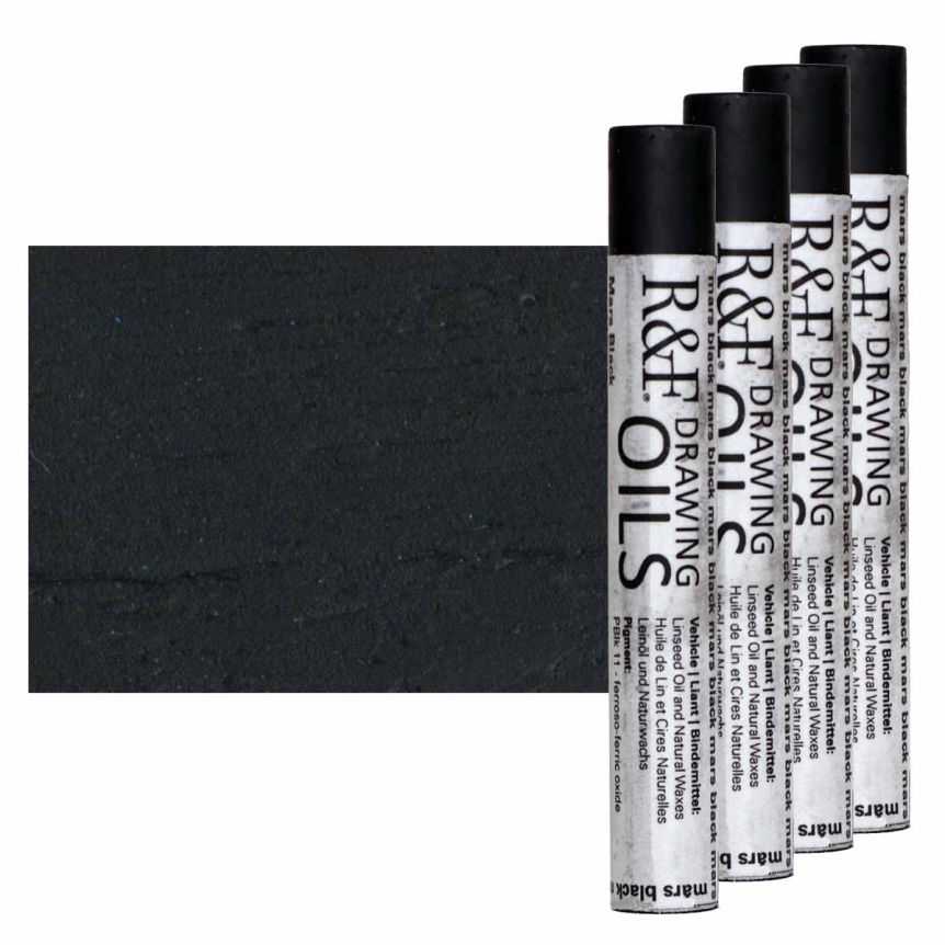 R&F Drawing Oil Stick - Mars Black, 12 ml (Box of 4)