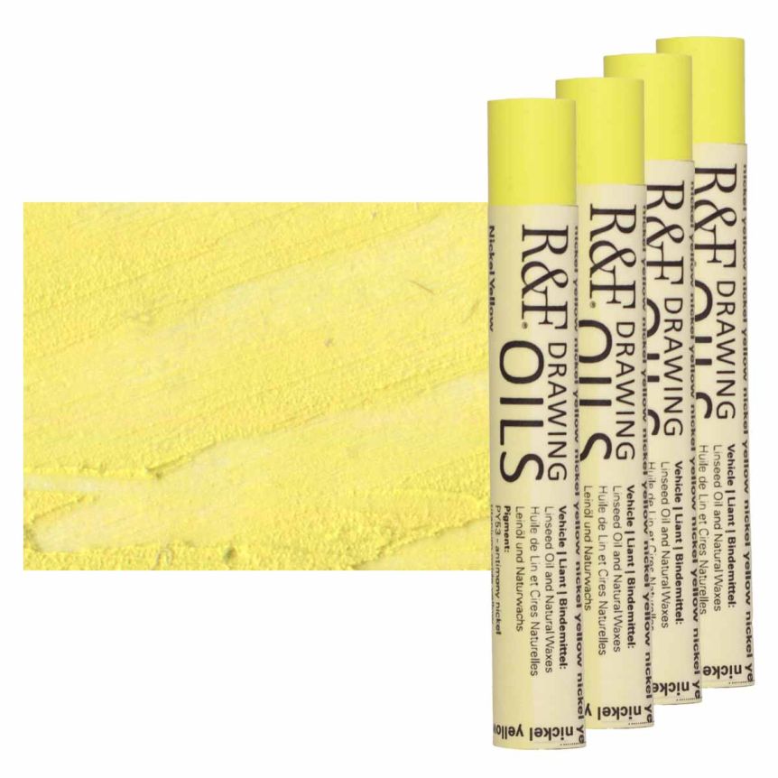 R&F Drawing Oil Stick - Nickel Yellow, 12 ml (Box of 4)