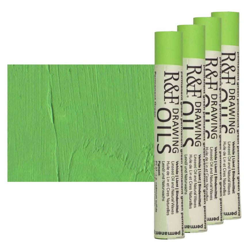 R&F Drawing Oil Stick - Permanent Green, 12 ml (Box of 4)