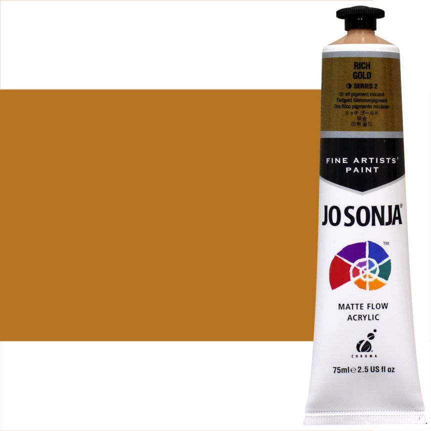 Jo Sonja Matte Acrylic - Rich Gold, 75ml Tube