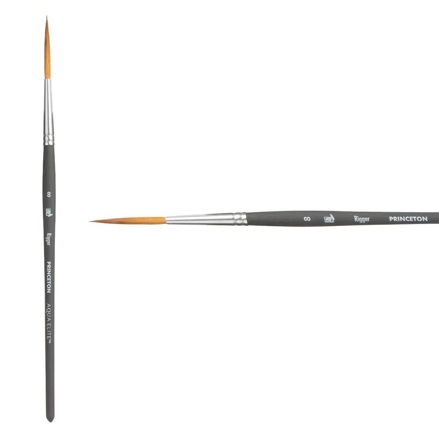 Princeton Aqua-Elite Series 4850 Synthetic Kolinsky Brush - Rigger, Short Handle, Size 8