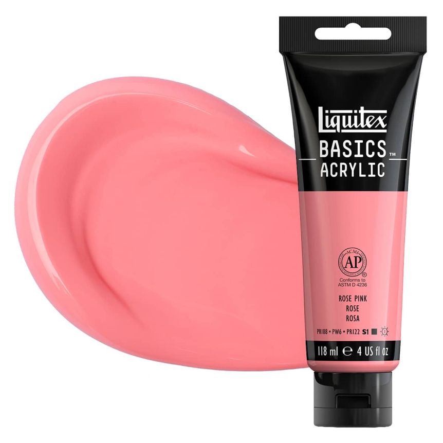 Liquitex Basics Acrylic Paint - Rose Pink, 4oz Tube