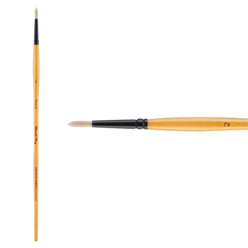 Mimik Hog Professional Synthetic Bristle Brush, Round Size #2