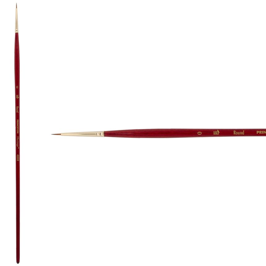 Princeton Heritage Series 4000 Synthetic Sable Brush - Round, Long Handle, Size 0