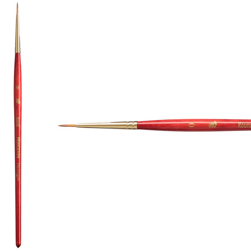 Princeton Heritage Series 4050 Synthetic Sable Brush - Round, Short Handle, Size 0