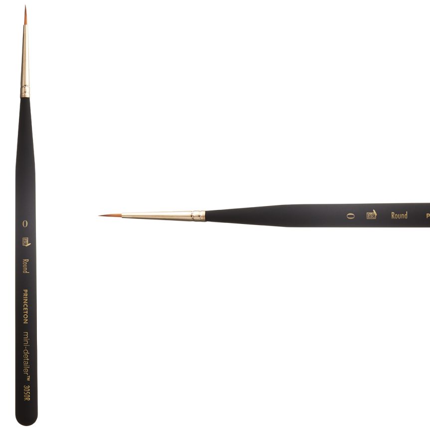 Princeton Mini-Detailer Series 3050 Synthetic Brush - Round, Mini Handle, Size 0