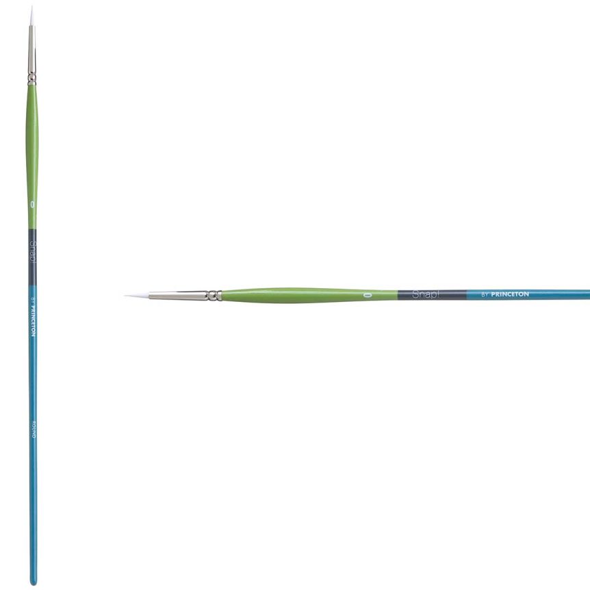 Princeton Snap! Series 9800 White Synthetic Brush - Round, Long Handle, Size 0