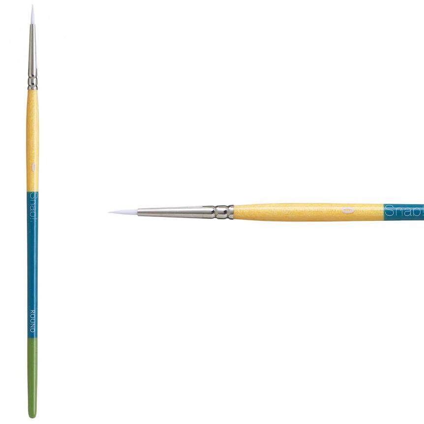 Princeton Snap! Series 9850 White Synthetic Brush - Round, Short Handle, Size 0