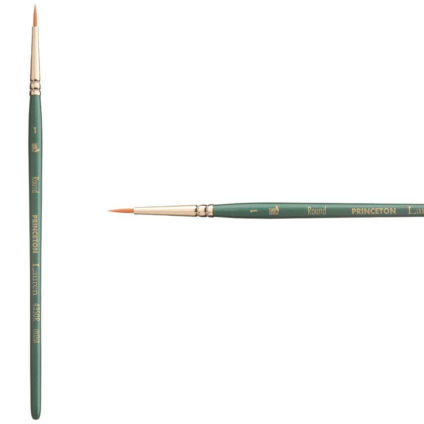 Princeton Lauren Series 4350 Golden Synthetic Brush - Round, Short Handle, Size 1