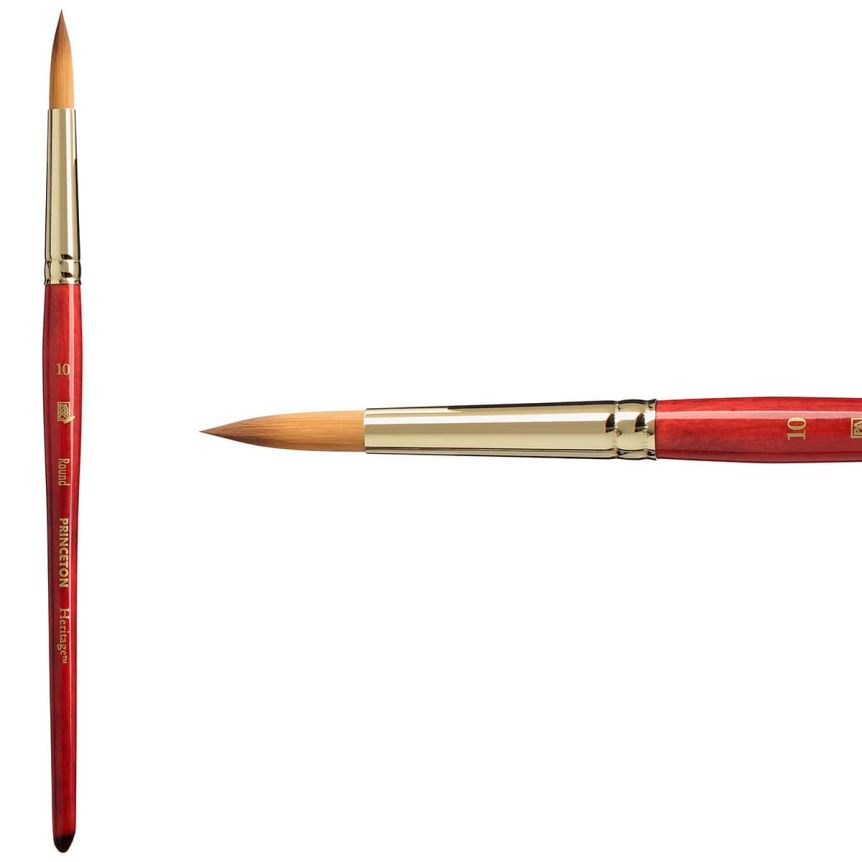 Princeton Heritage Series 4050 Synthetic Sable Brush - Round, Short Handle, Size 10
