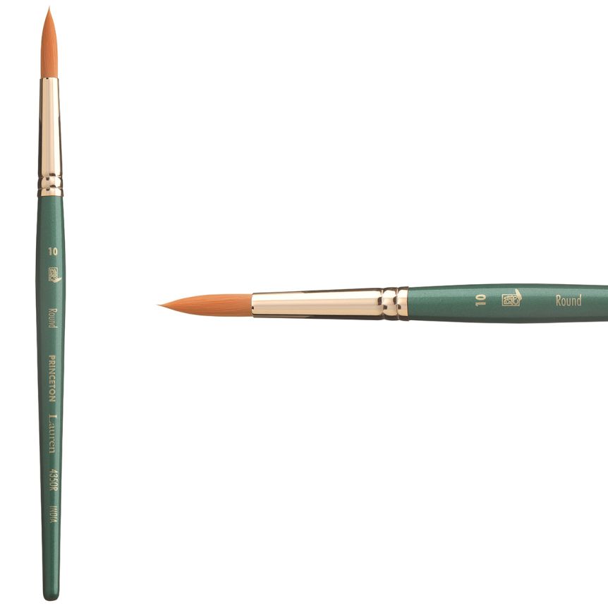 Princeton Lauren Series 4350 Golden Synthetic Brush - Round, Short Handle, Size 10