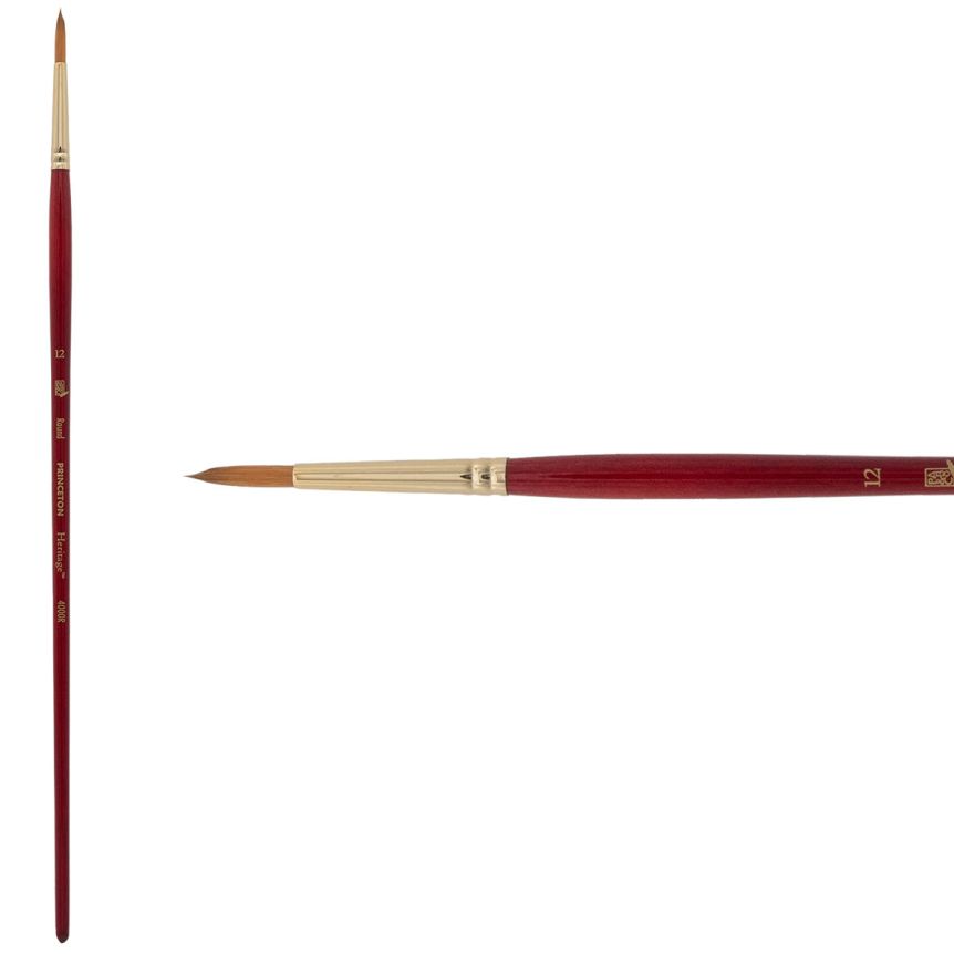 Princeton Heritage Series 4000 Synthetic Sable Brush - Round, Long Handle, Size 12