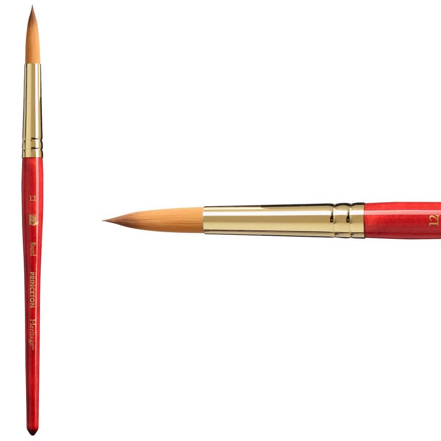 Princeton Heritage Series 4050 Synthetic Sable Brush - Round, Short Handle, Size 12