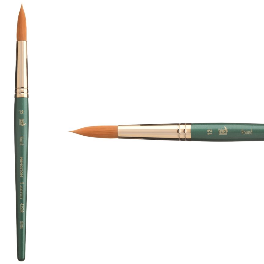 Princeton Lauren Series 4350 Golden Synthetic Brush - Round, Short Handle, Size 12