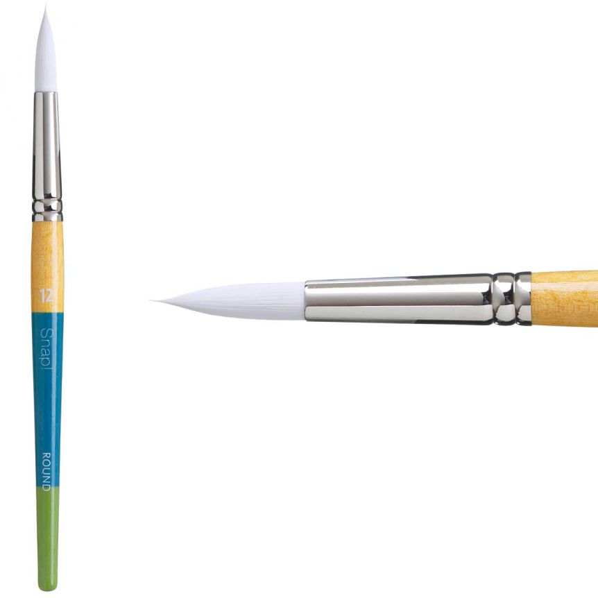 Princeton Snap! Series 9850 White Synthetic Brush - Round, Short Handle, Size 12