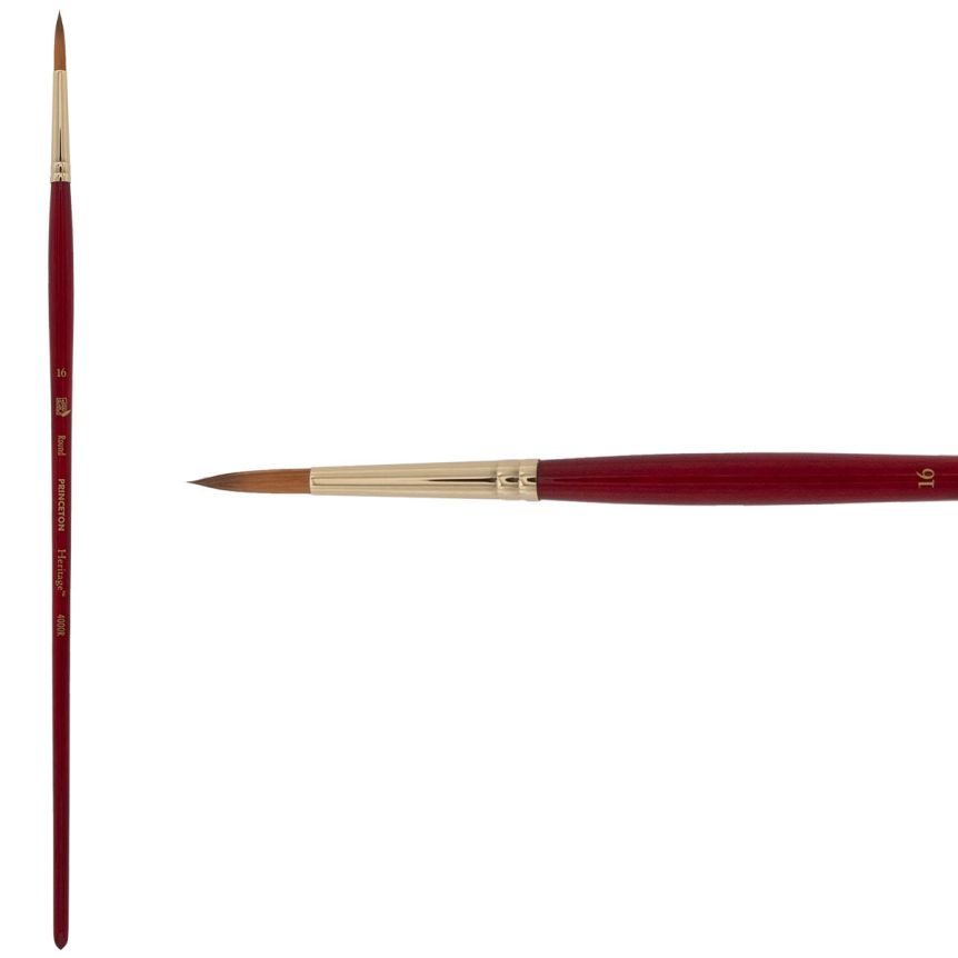 Princeton Heritage Series 4000 Synthetic Sable Brush - Round, Long Handle, Size 16