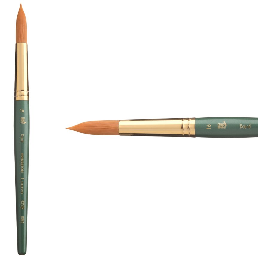 Princeton Lauren Series 4350 Golden Synthetic Brush - Round, Short Handle, Size 16
