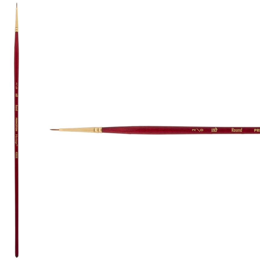 Princeton Heritage Series 4000 Synthetic Sable Brush - Round, Long Handle, Size 2x0
