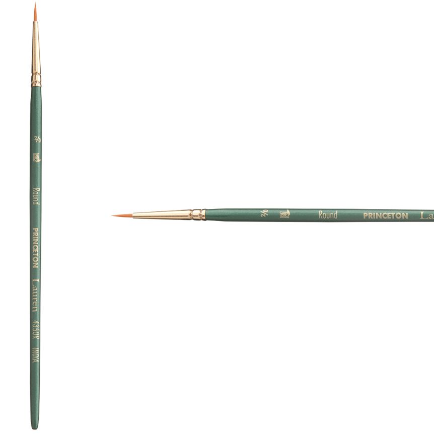 Princeton Lauren Series 4350 Golden Synthetic Brush - Round, Short Handle, Size 2/0