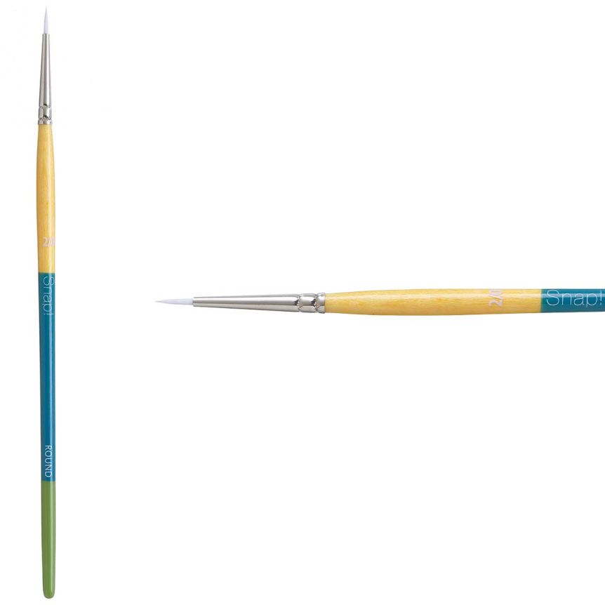 Princeton Snap! Series 9850 White Synthetic Brush - Round, Short Handle, Size 2/0