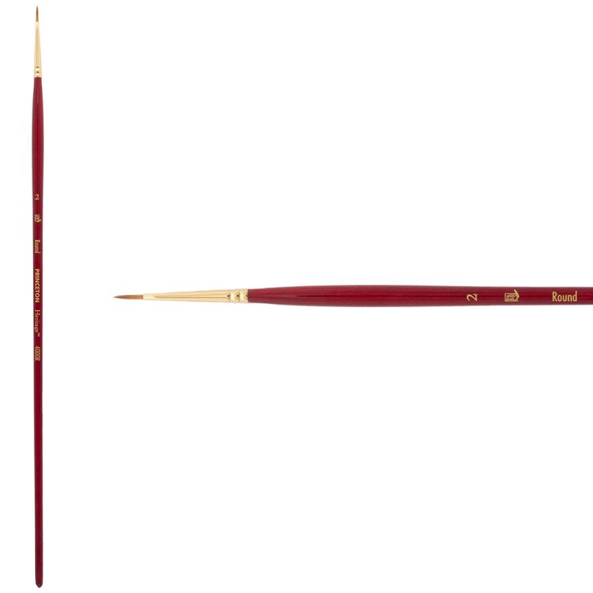 Princeton Heritage Series 4000 Synthetic Sable Brush - Round, Long Handle, Size 2