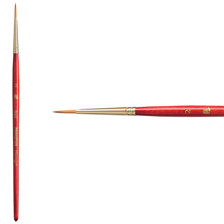 Princeton Heritage Series 4050 Synthetic Sable Brush - Round, Short Handle, Size 2