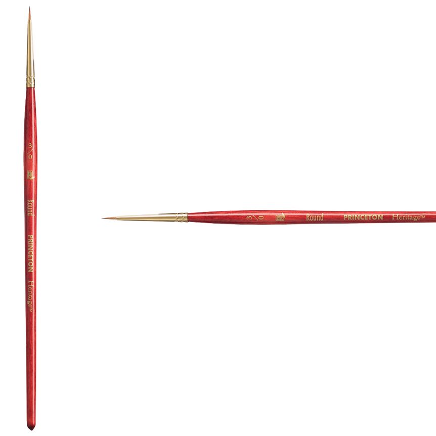 Princeton Heritage Series 4050 Synthetic Sable Brush - Round, Short Handle, Size 3/0