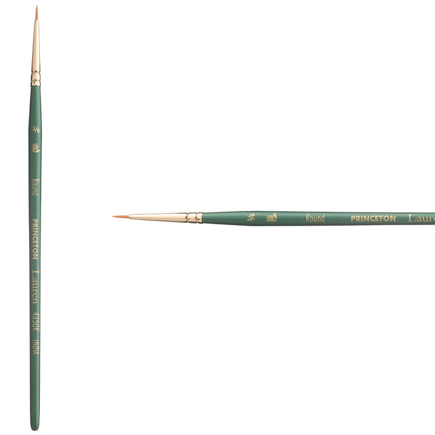 Princeton Lauren Series 4350 Golden Synthetic Brush - Round, Short Handle, Size 3/0