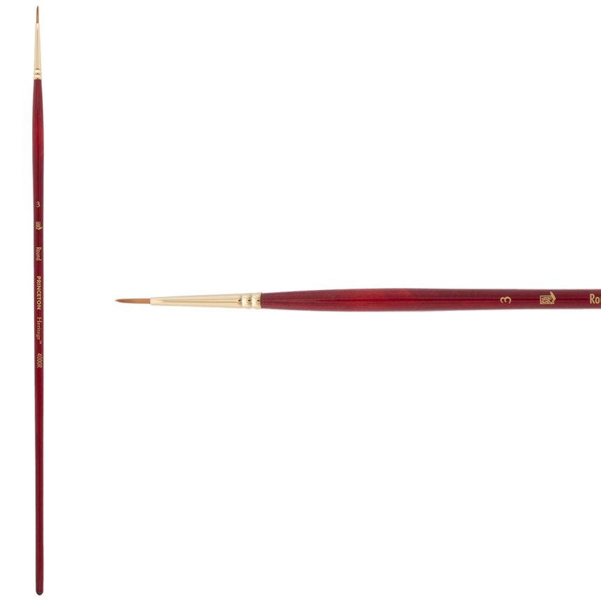 Princeton Heritage Series 4000 Synthetic Sable Brush - Round, Long Handle, Size 3